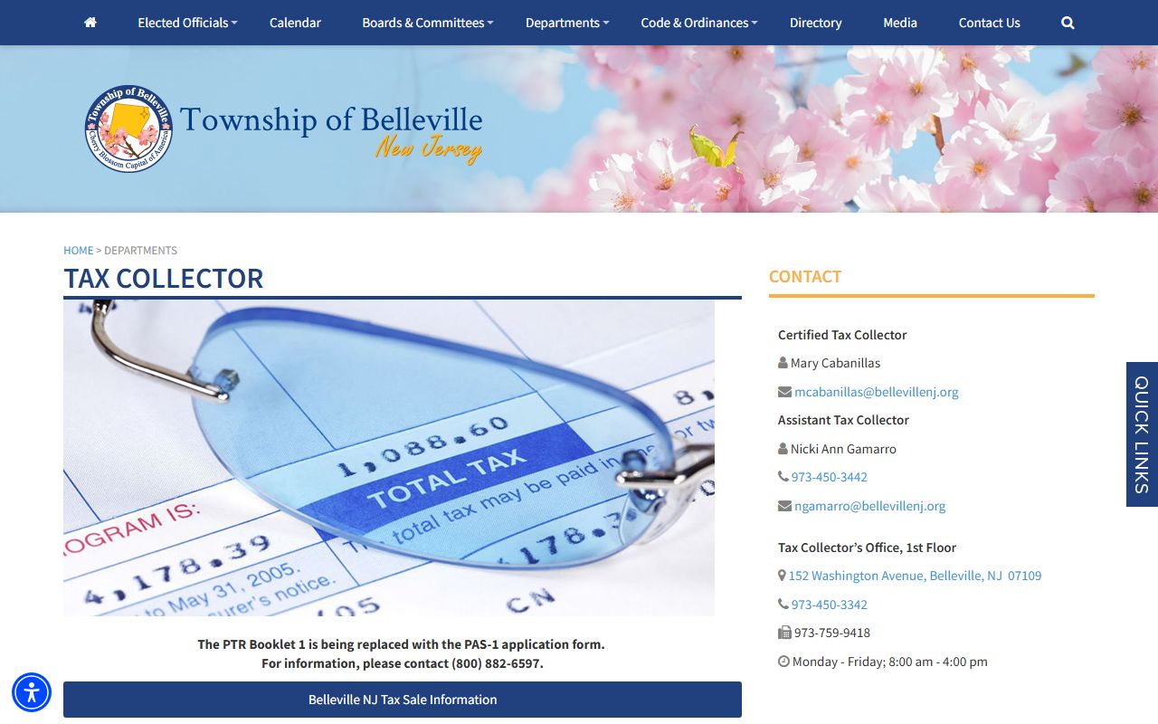 Belleville tax collector office for property records
