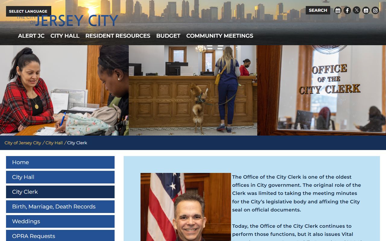 Jersey City City Hall clerk office residents directory