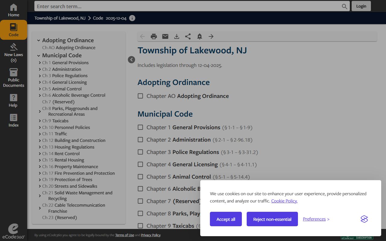 Lakewood Township development ordinance and land records