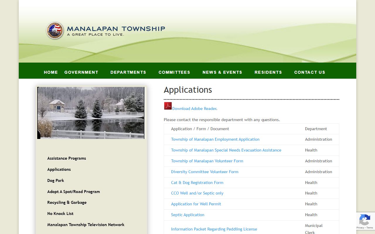 Manalapan Township historical records and applications
