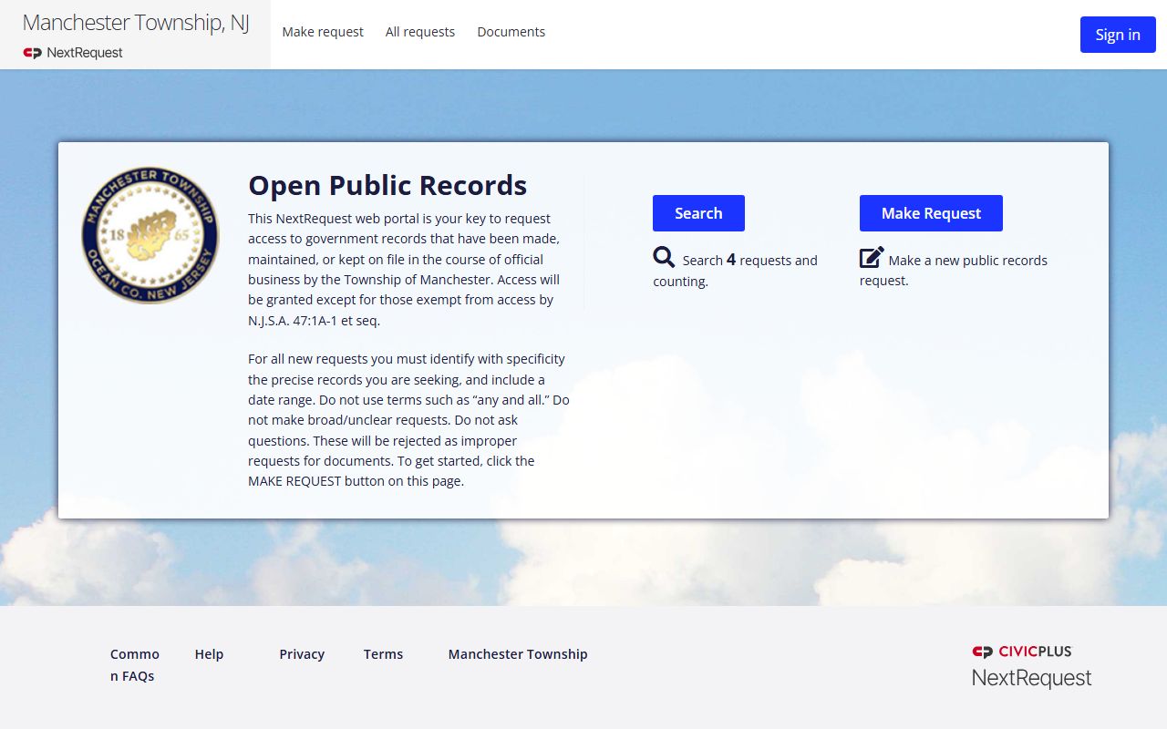 Manchester Township OPRA information for residents directory