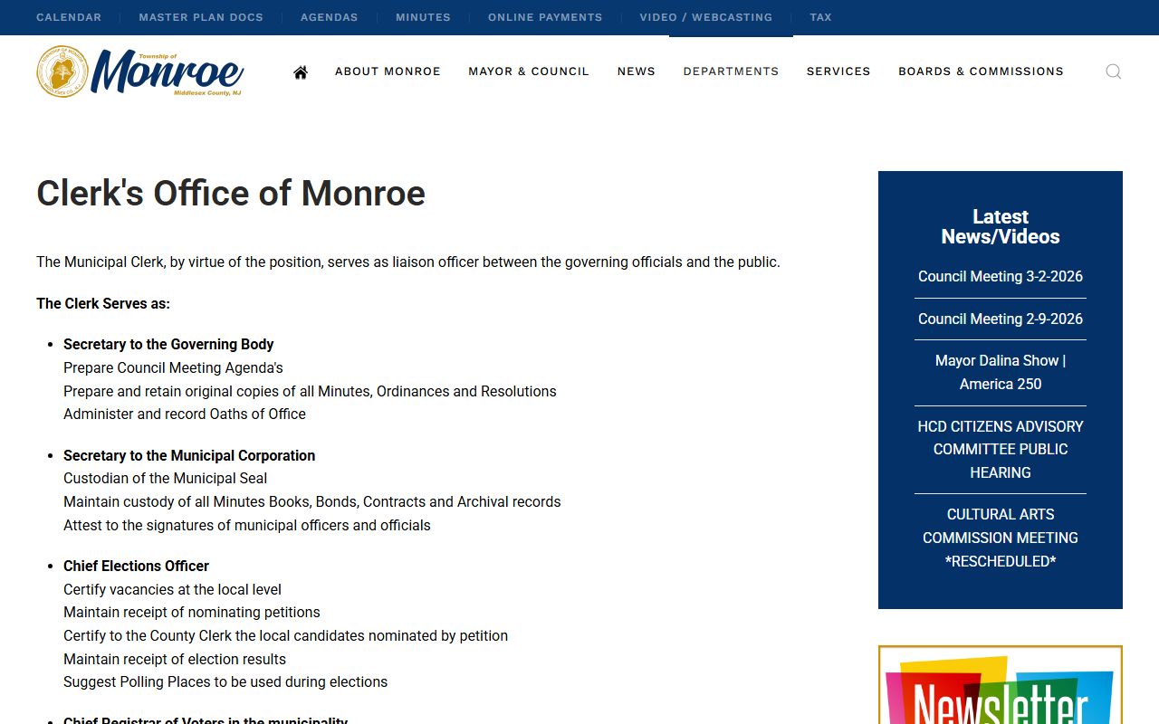 Monroe Township records request information