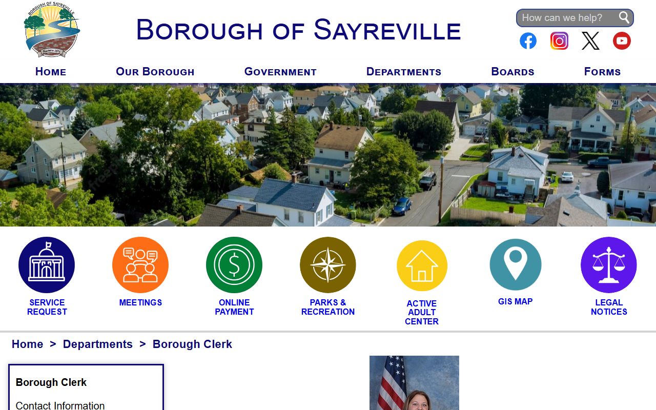 Sayreville Borough clerk records page for the residents directory