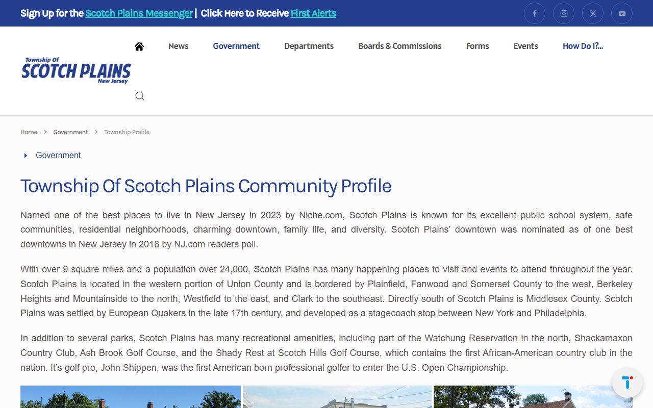 Scotch Plains Township profile for the residents directory