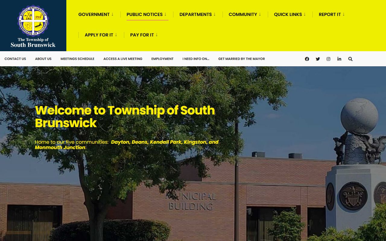 South Brunswick Township government for the residents directory