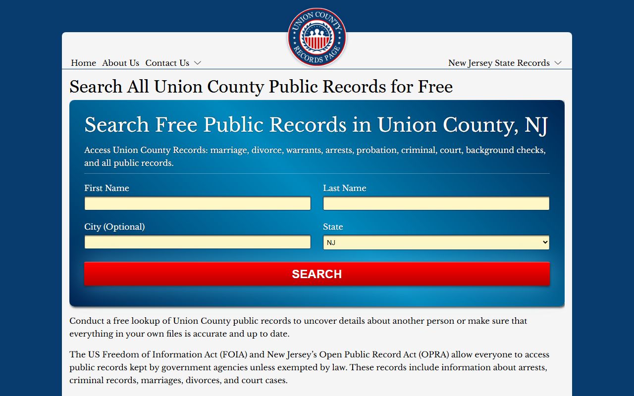 Union County records for Union Township residents directory