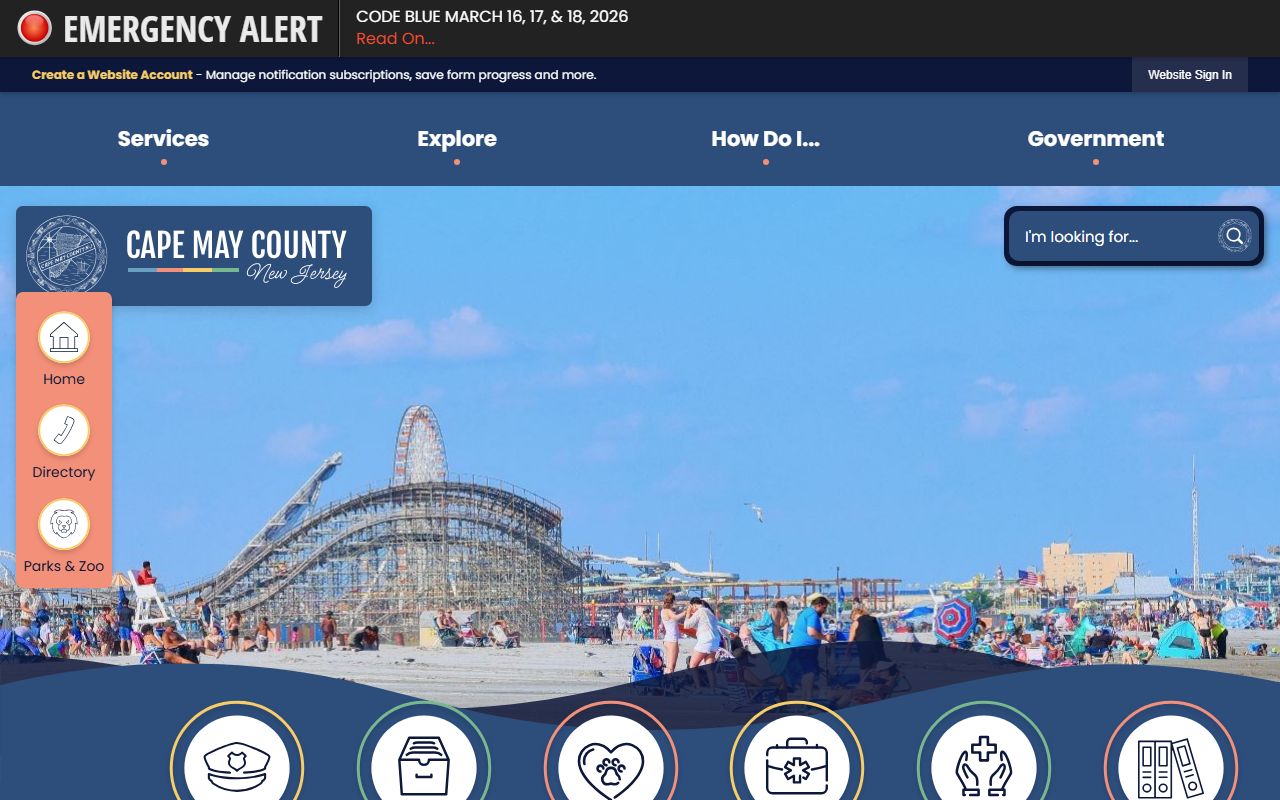 Cape May County residents directory government website and department links